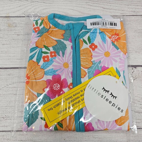NIB Little Sleepies Beachy Blooms Zippy Size Newborn - Picture 1 of 3